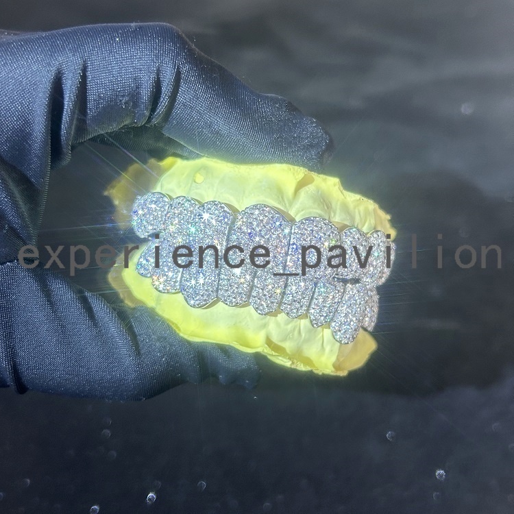 Hip Hop Custom Made Teeth Grillz Jewelry VVS Moissanite Diamond Tooth Grillz 10k 14k 18k Gold Silver Iced Out Grillz for Teeth