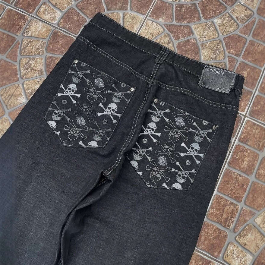 2025 New Hip-Hop High Street Jeans Ins Men Harajuku Punk Y2K Long Pants