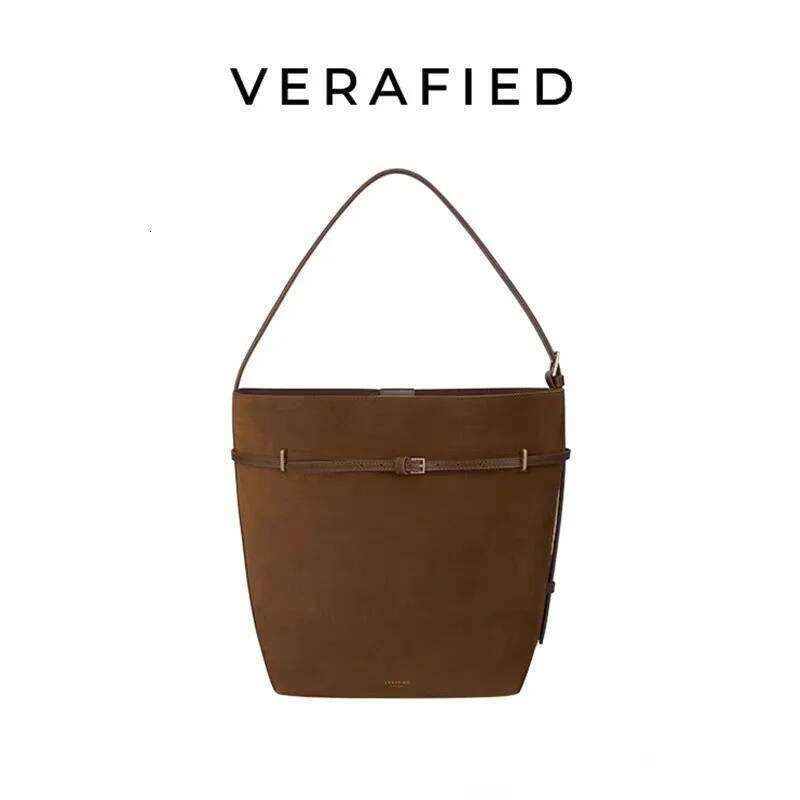 Designer Luxury VERAFIED Bucket Small Leather Shoulder Underarm Simple Retro Large Capacity Tote Bag