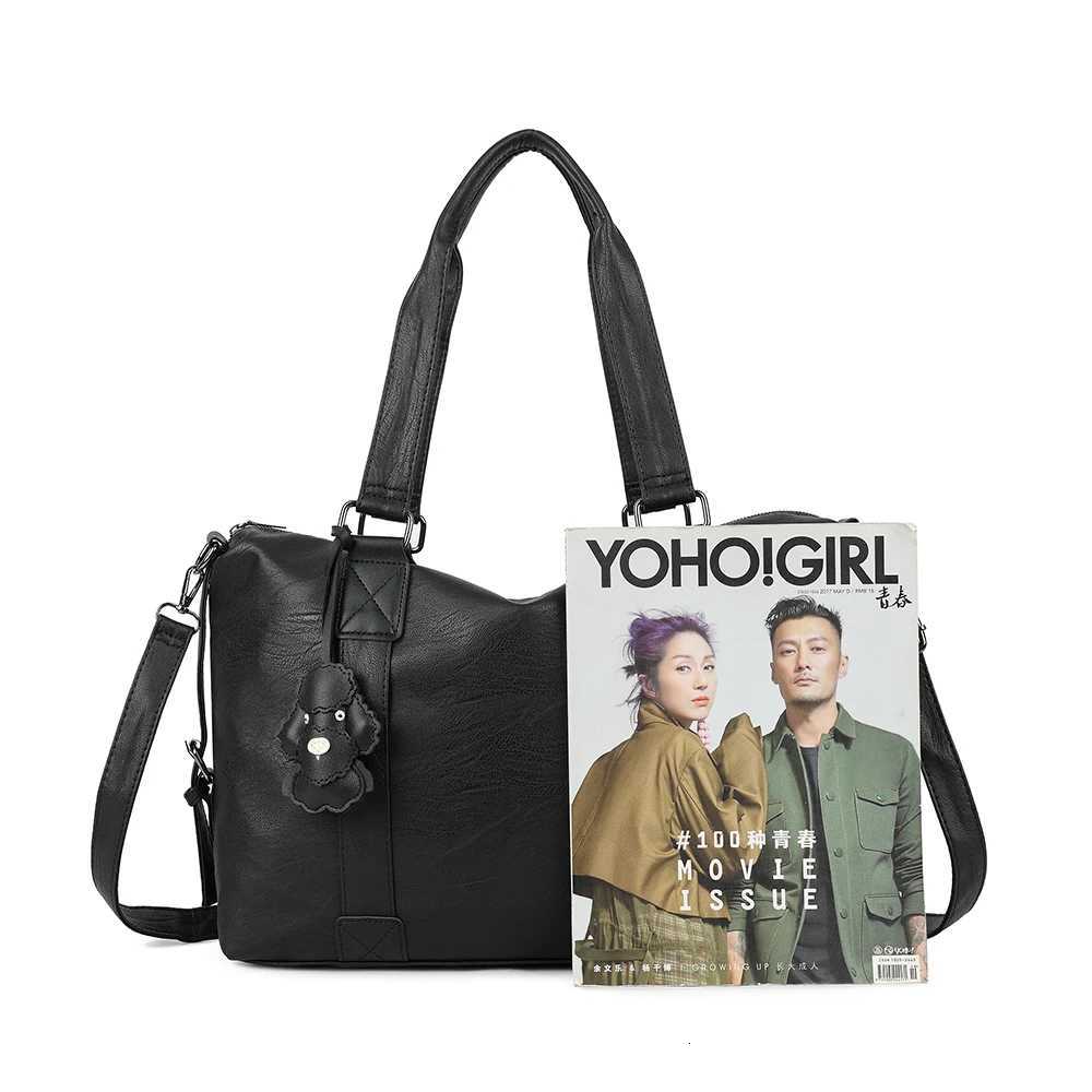 Large Capacity Black Shoulder Bags For Women Large Shopper Bag Solid Color Soft Leather Crossbody Handbag Lady Travel Tote Bag Y250819