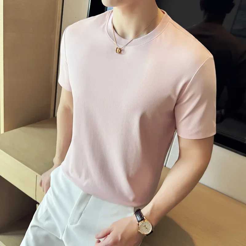Mens T-shirt Short Sleeved Summer Thin Ice Silk Pure Cotton Top Round Neck T-shirt Sports Fitness Running Casual Mens Clothing Y250819