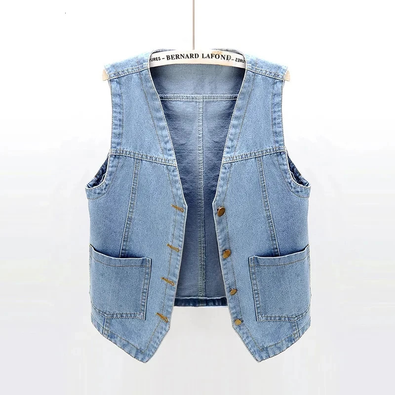 Spring Summer Korean Short Denim Vest Women Vintage Black Sleeveless Jacket Casual Jeans Vests Female Waistcoat Chaleco Mujer 250815