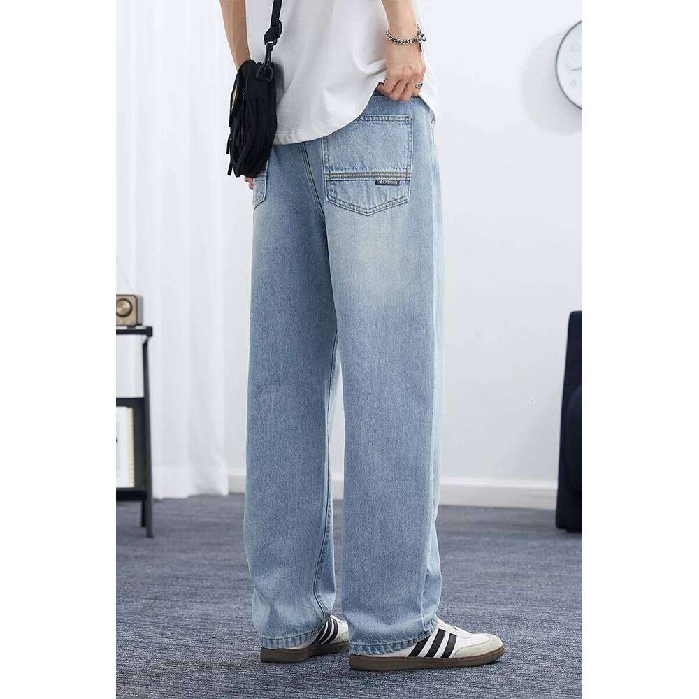 2025 Spring/Summer Korean Style Straight Leg Lyocell Jeans Fashion Versatile Loose Thin Pants Men's Washed Retro