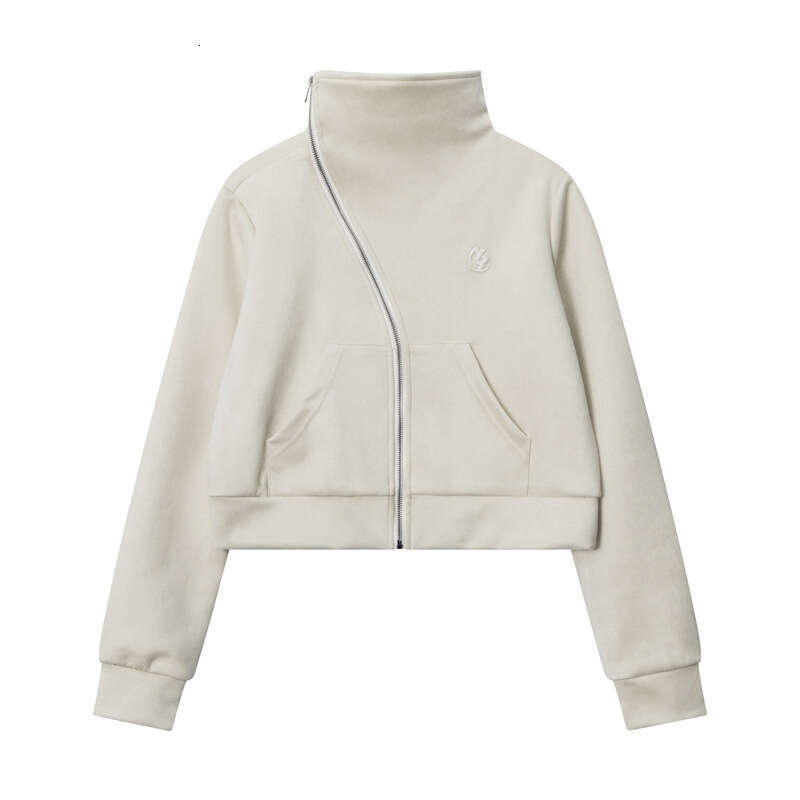 Heyhenry Spring Trendy Brand Style Zipper Design Solid Color Stand Collar Short Sweatshirt For Women New Long Sleeve B5