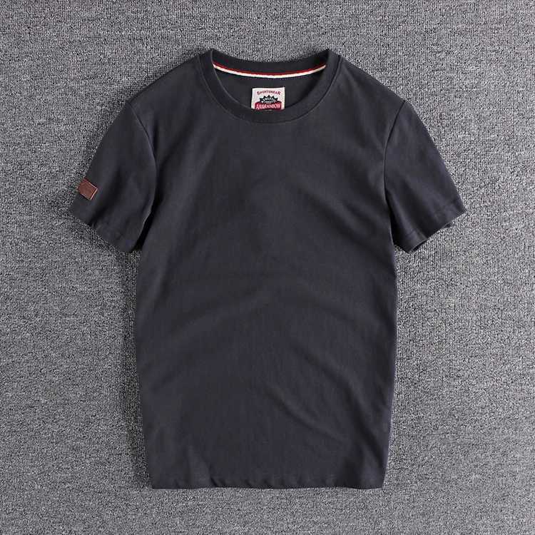 Summer New American Retro Short-sleeved O-neck Solid Color T-shirt Mens Fashion Simple 100% Cotton Washed Casual Sport Tops Y250819