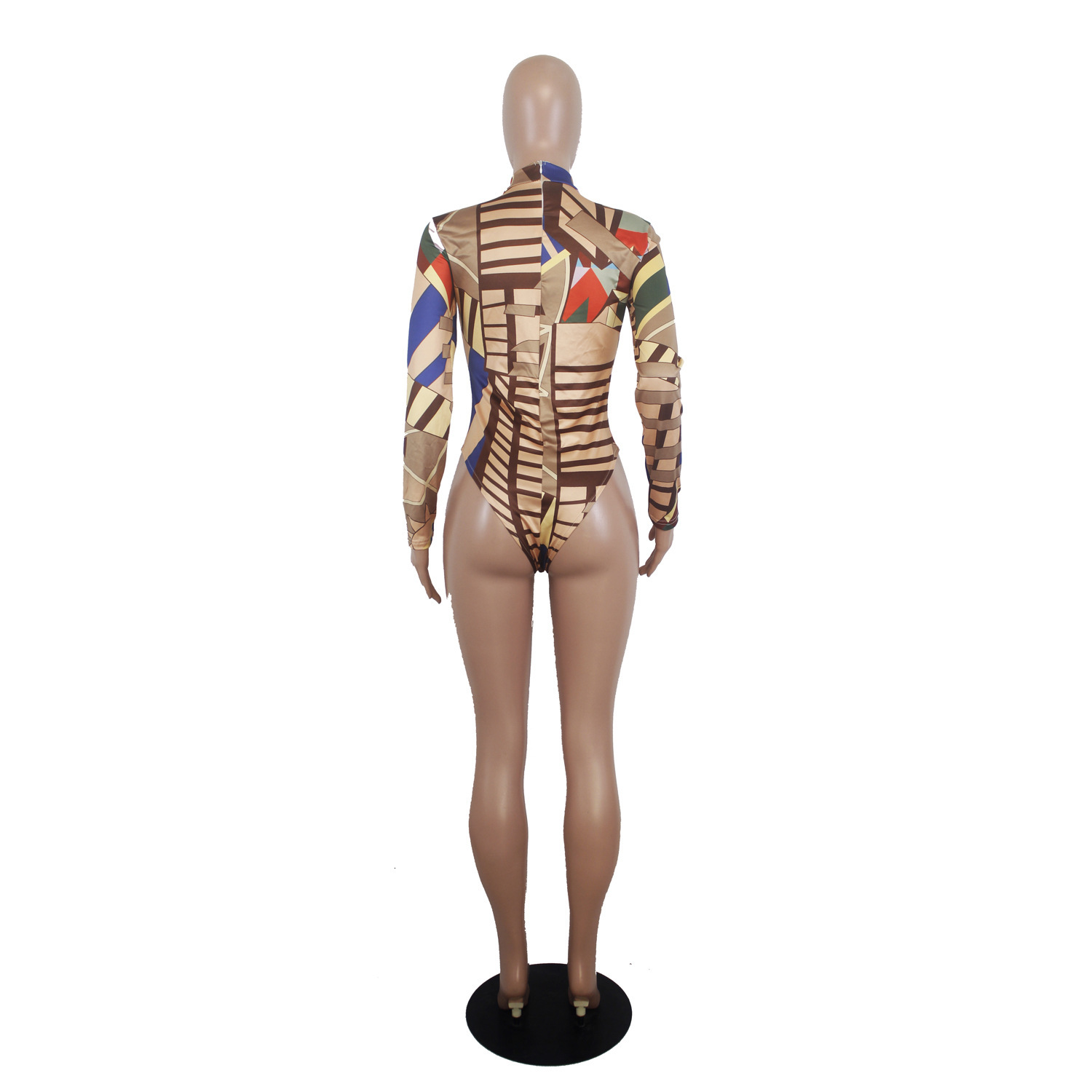 D9209 Womens Sexy Geometric Pattern Positioning Printed Jumpsuit + Long Pants Two-piece Set