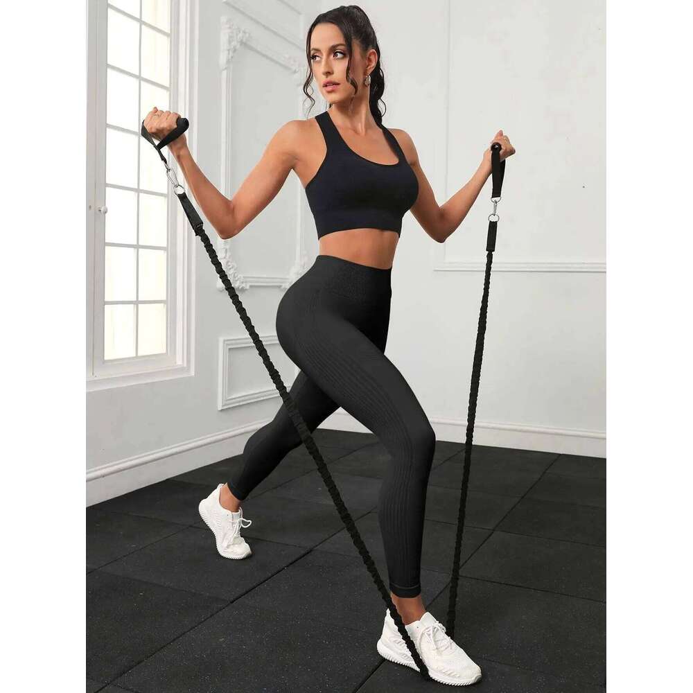 High Waisted Seamless Yoga Leggings, Ribbed Sportswear Tights, Fiess Apparel for Women, Gym and Casual Wear For Fall & Winter