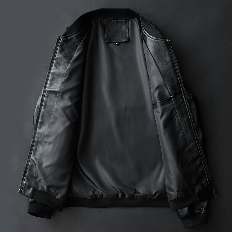 2023 Autumn Men Black Biker PU Leather Coat Korean Fashion Pu Jacket Trend Casual Fit Slim Baseball Clothes 8Xl 250815