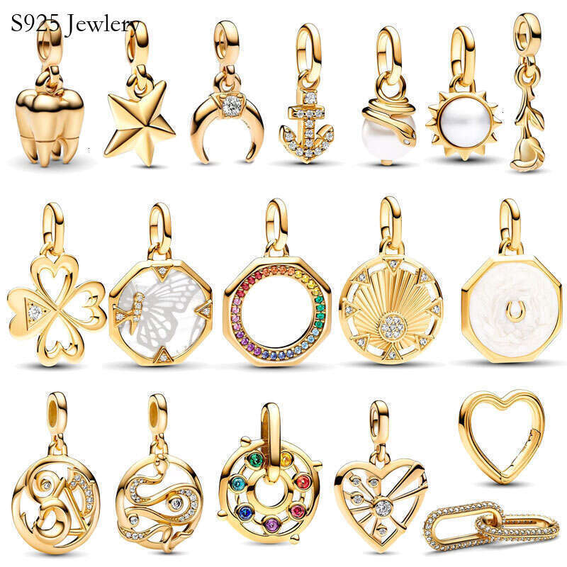 hot selling Fashion luxury gifts 18K Gold Plated 925 Silver ME Pearl Sun Mini Dangle Charm Anchor Charms Fit Me Link Bracelet DIY Women Jewelry