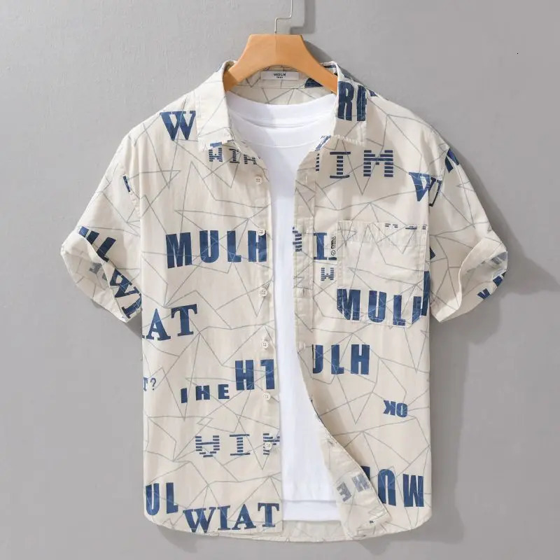 2025 Summer Japanese Printed Men Fashionable Shortsleeved Shirt Casual Loose Versatile Cardigan 250808