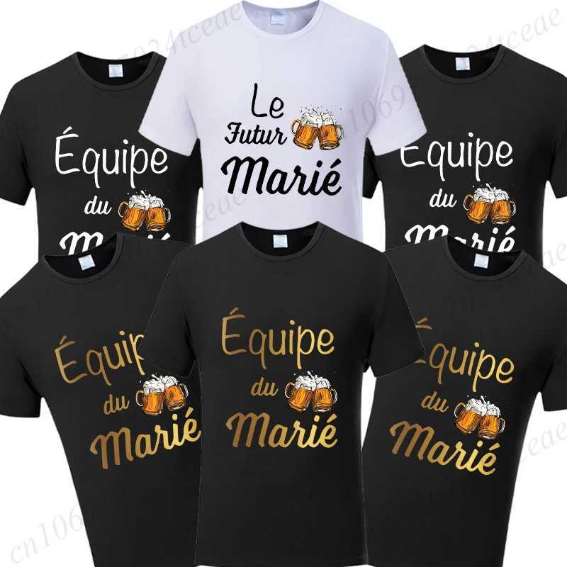 French Evg Team Married Tops Single Farewell Bachelor Party T Shirt Future Groom Man Tshirt Fashion Beer Graphic Wedding Tees Y250819