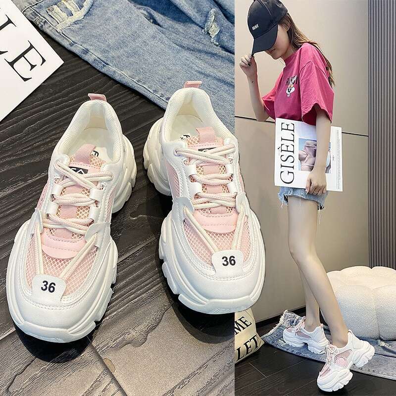 2023 Summer New Women's Breathable Mesh Dad Fashion Versatile Casual Sports Platform Thick Sole Trendy Shoes