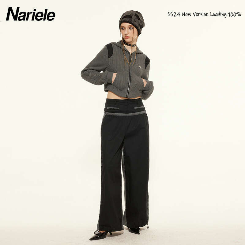 Heyhenry Early Spring Lazy Style Platinum N-Logo Metal Label Hot Girl Short Cardigan Hooded Sweatshirt New Arrival B5