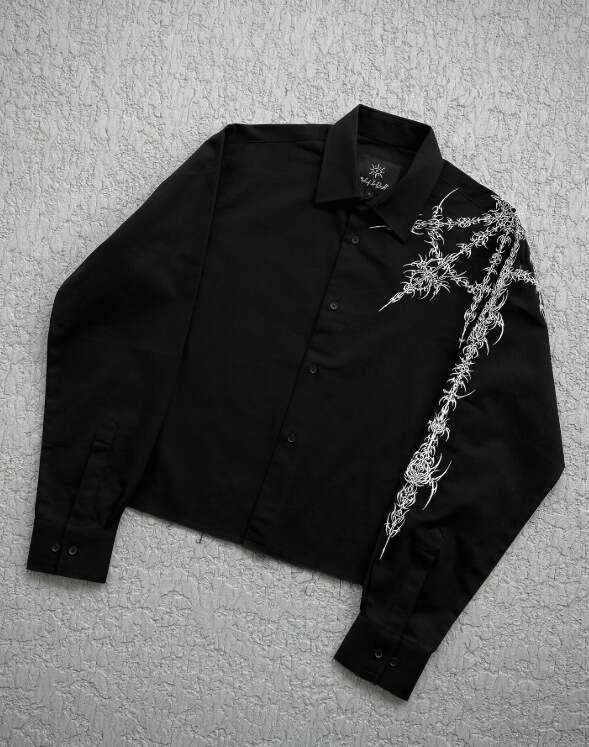 Gothic Dark Style Long Sleeve Shirt For Men High Street Loose Button Trendy Y2k Autumn Top B5