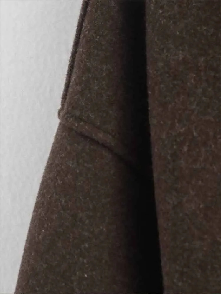 Autumn and winter fashion lapel longsleeved zipper woolen coat 2024 European American loose casual jacket 250815