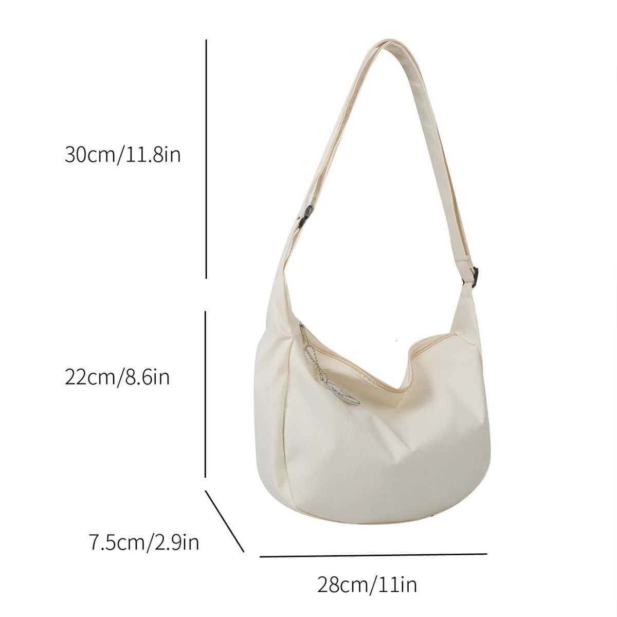Minimalist Crossbody Bag with Puppy Pendant - Spacious Stylish Scratch-Resistant Nylon Shoulder Bag for Daily Essentials Y250819