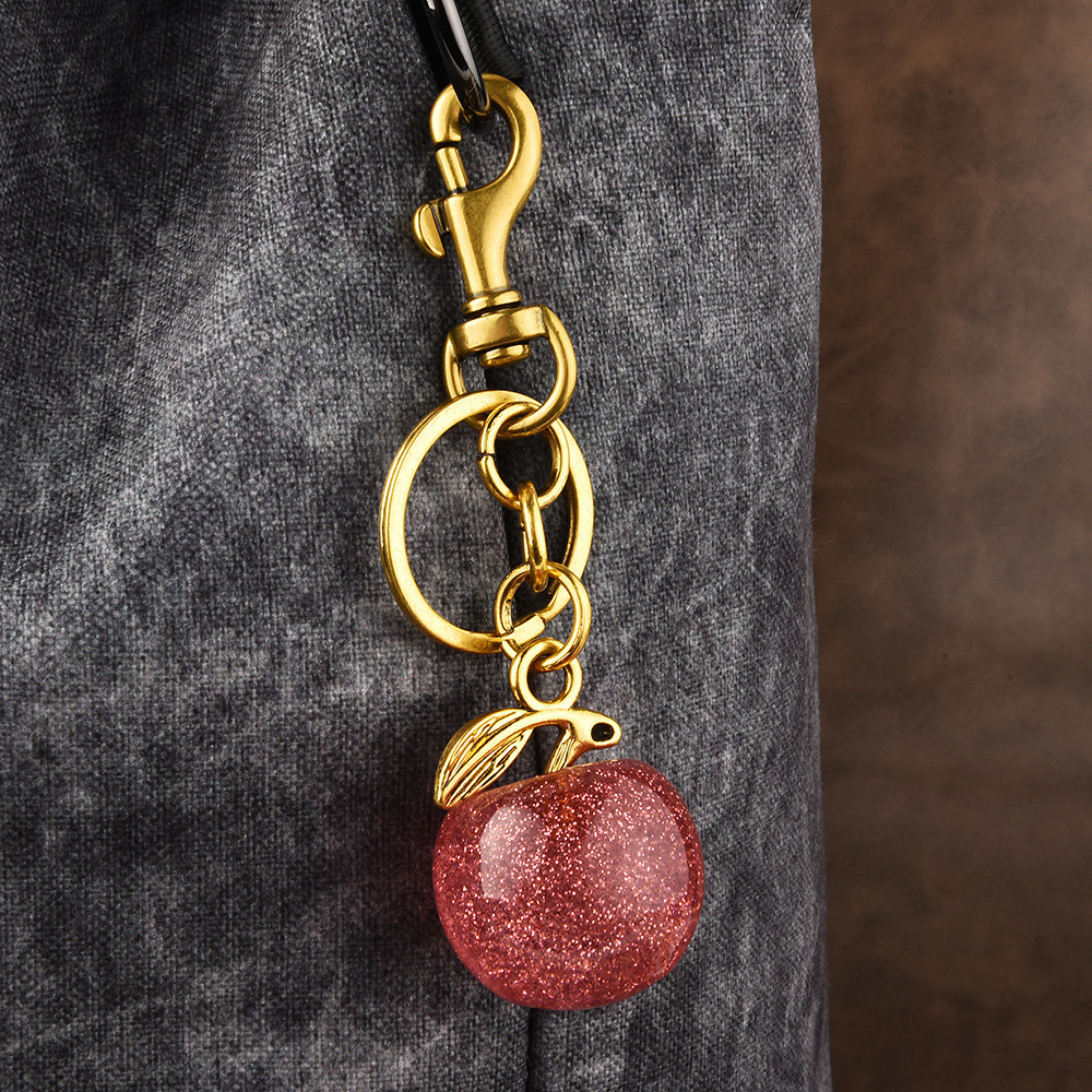 Crystal Apple Bag Charms Cute Keychain Hanging Decoration For Girls Bag Accessories For Cars Fruit Decoration