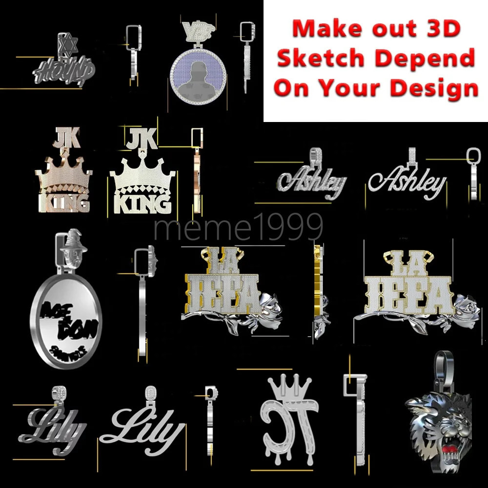 Iced Out Custom 14k Yellow Gold Number Pendants Fashion Hip Hop Jewelry Vvs Moissanite Diamond Letter Pendants for Men