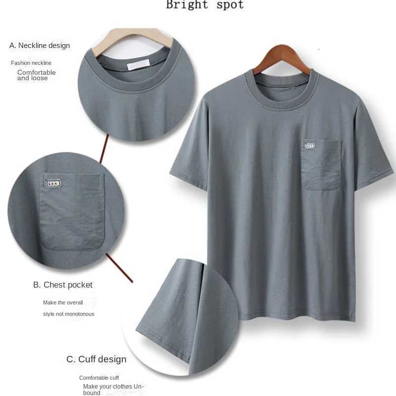 Summer New Cotton Men T-shirt O-neck Fashion Casual Basic Multicolor Pure Color T-shirts Male Pocket Tops Clothing Short Sleeve Y250819