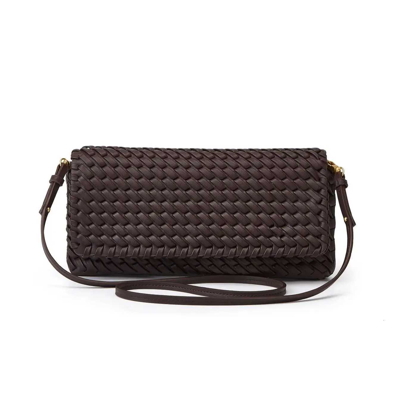 Designer Pu Leather Wowen Clutch Bag for Women Vintage Flap Shoulder Crossbody Bags Trend Underarm Bag Lady Handbags 2025 Y250819