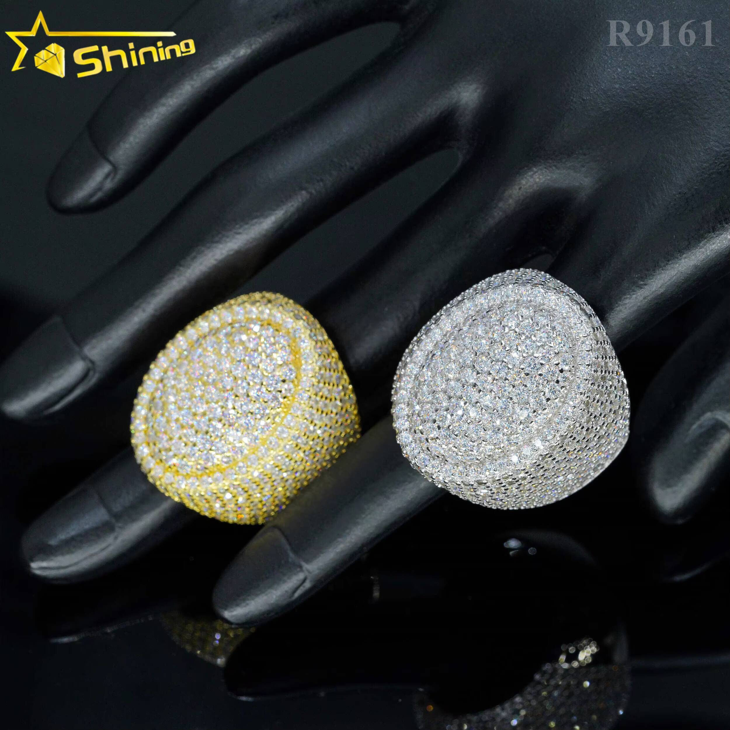 Wholesale Factory Price Moissanite Jewelry 925 Silver Iced Out Diamond Men Rings Hip Hop Moissanite Ring