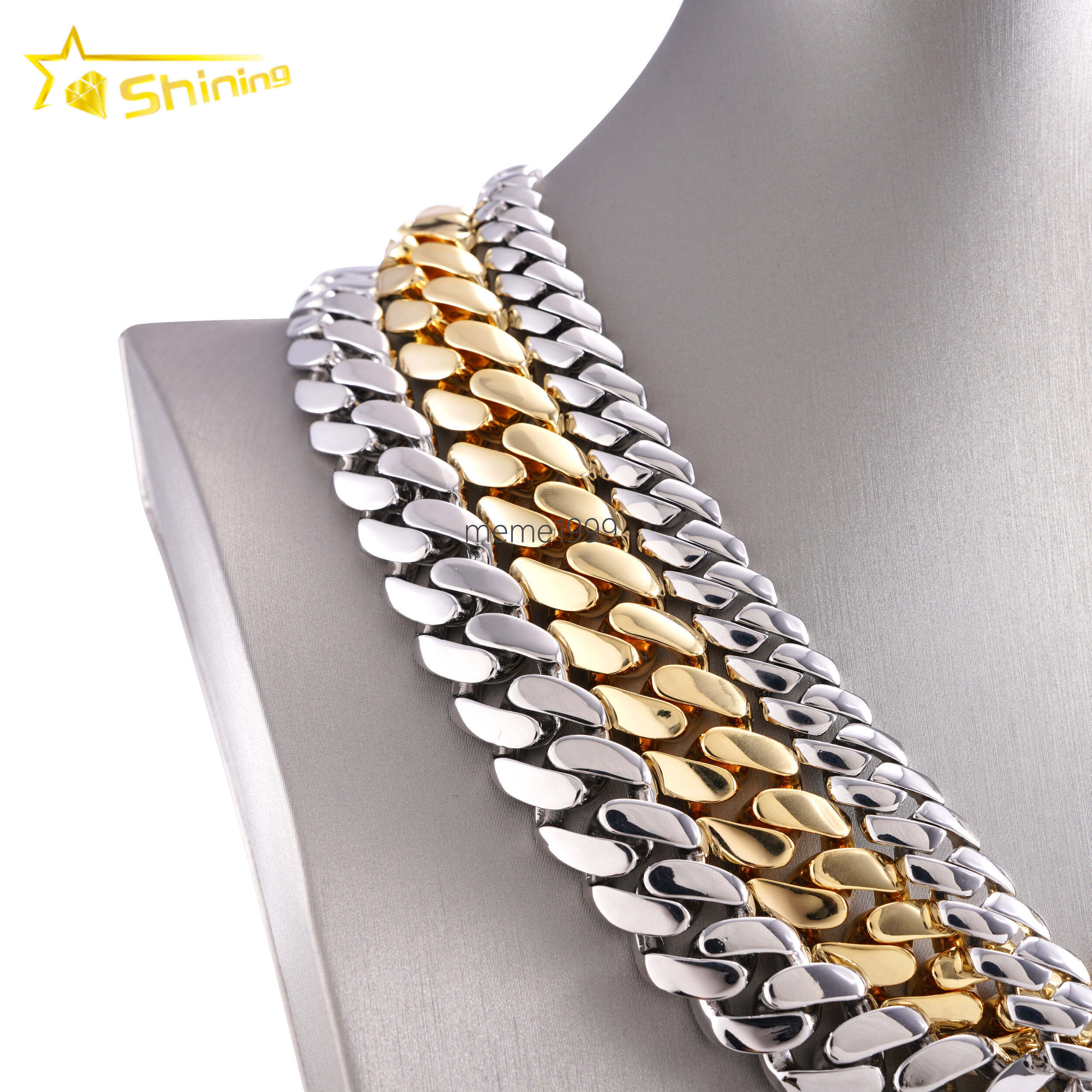 Hip Hop Jewelry Men Fashion Necklace 18K Gold Plated 12MM 14MM 16MM 18MM Width Brass moissanite Miami Cuban Link Chain