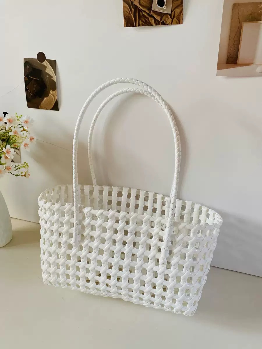 2025 Autumn Hollow Beach Bag Rice Grass Bag Summer Basket Bag Beach Vacation Handbag Shoulder Bag Mesh Bag Women's Bag Women's Crossbody Bag