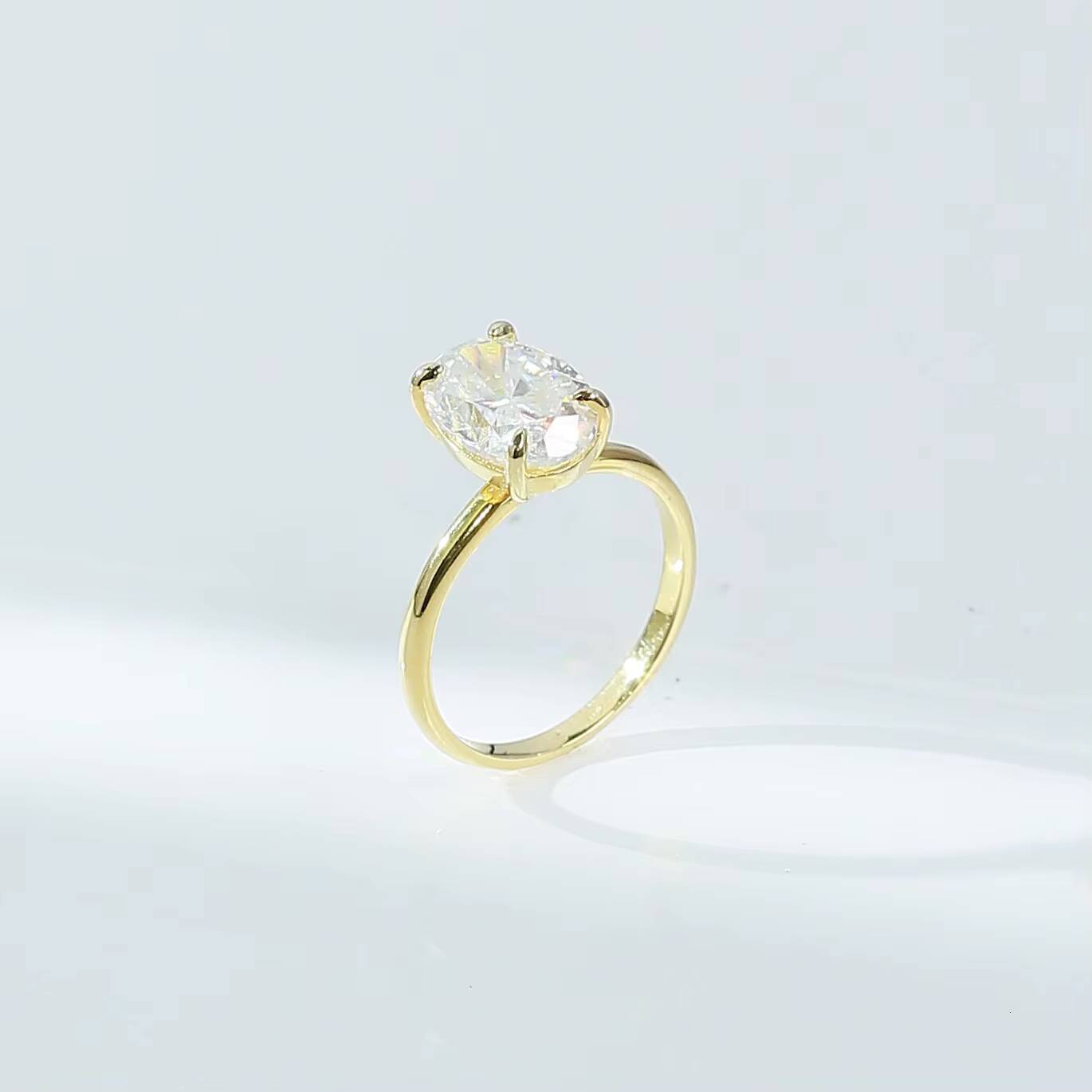 Hot Selling S925 Silver 4.5 Karat Moissanite Ring Oval Egg-shaped Cut Cross-Border E-commerce Trendy Mossanite Diamond Ring