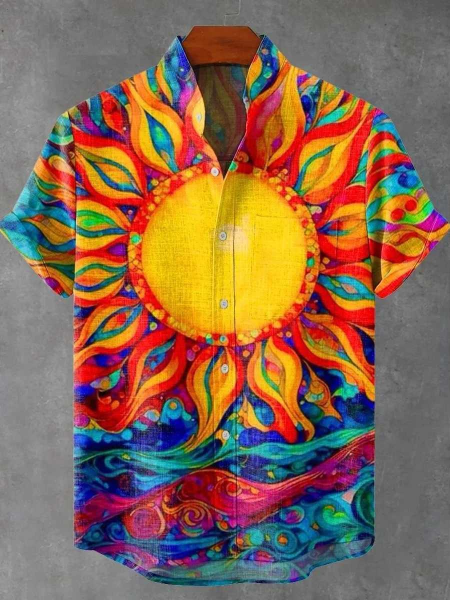 2025 Mens casual new linen shirts artistic printed shirts mens casual street fashion shirts with fast delivery Y250819