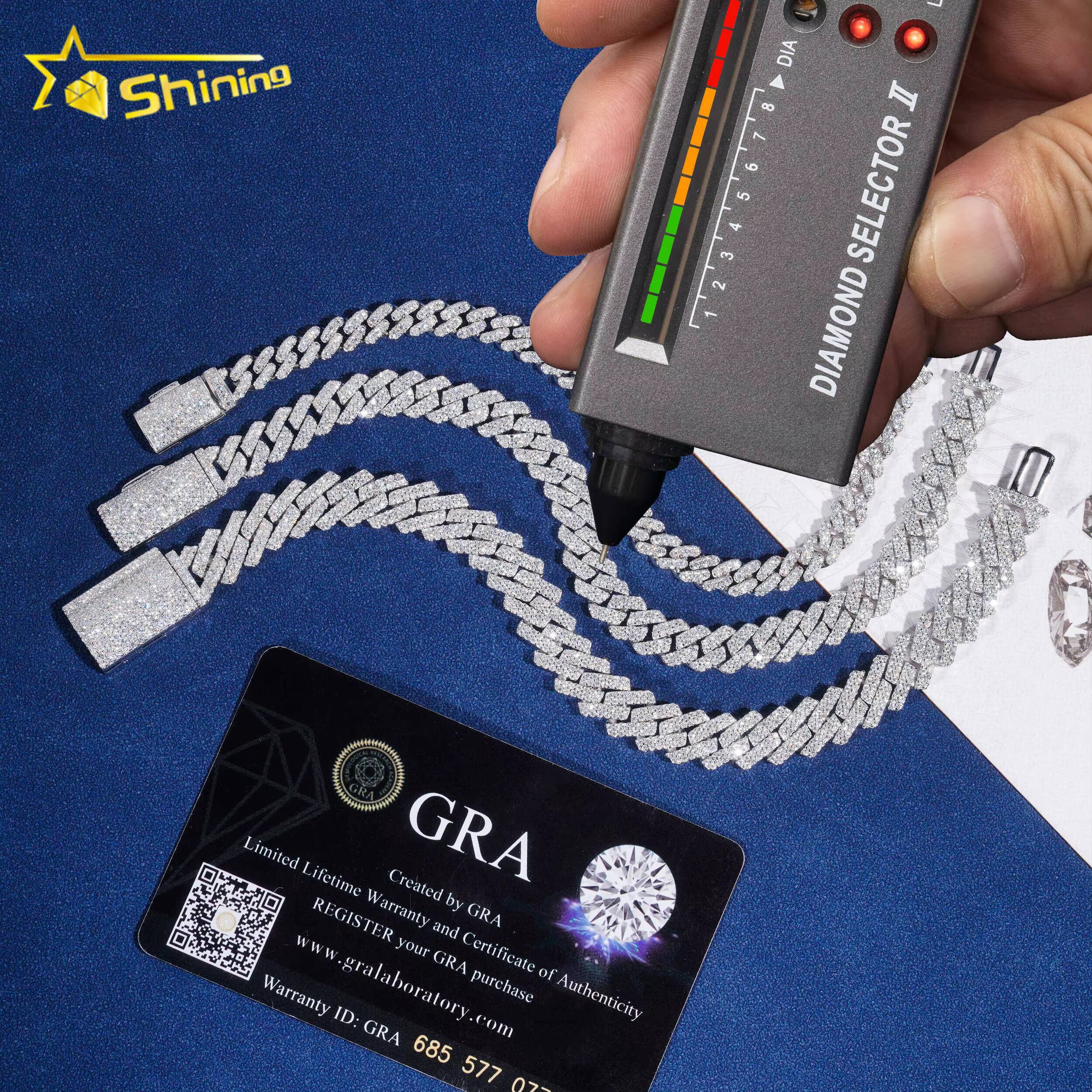 Hot Selling Hip Hop Jewelry 6mm 8mm 10mm Sterling Silver 925 14K Gold Iced Out Cuban Link Bracelet Moissanite Cuban Bracelet