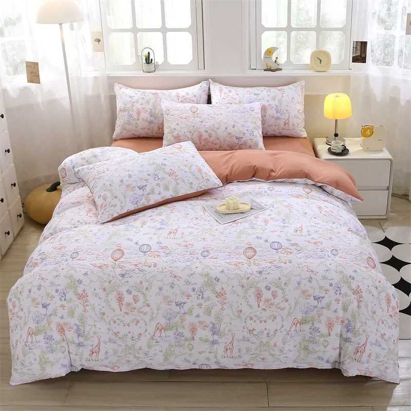 2025 new A double-layer yarn knitted cotton four-piece set water machine machine wash bed sheet four-piece set Y250819