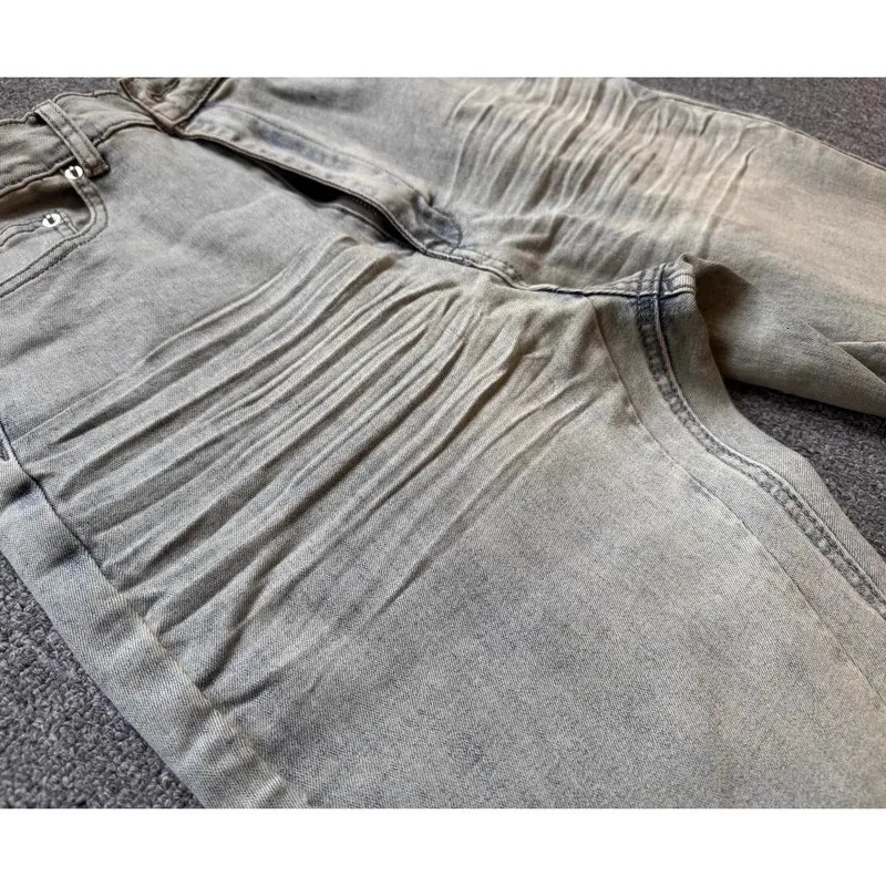 Rick Washed Blue Zipper Pocket Fit slim fit PANT Jeans Cotton Denim Pants Comfort Casual Size S M L XL #B4 250820
