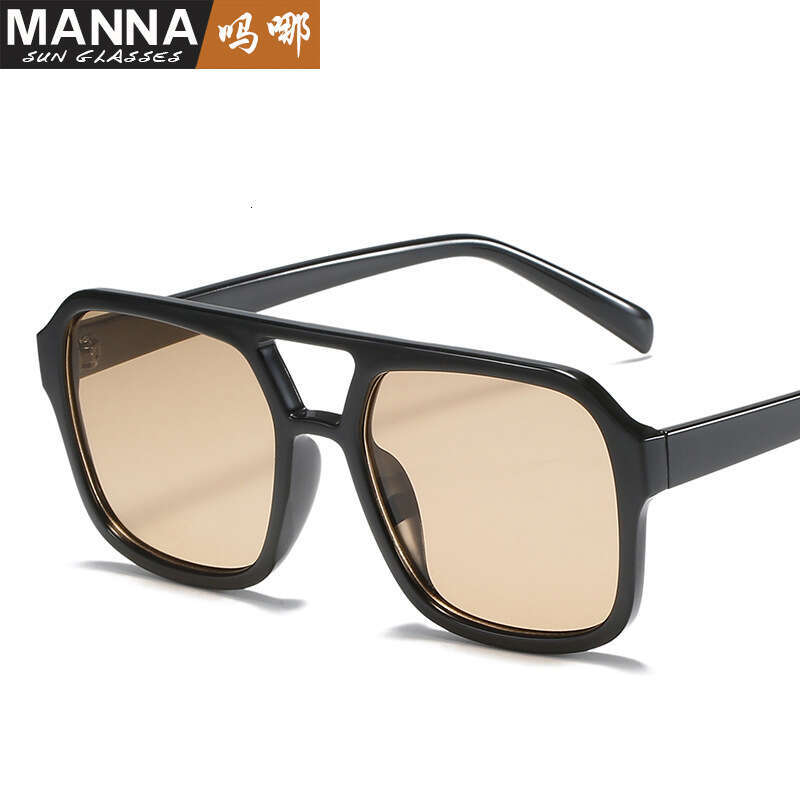 New Korean Style Square Double Beam for Men and Designer Women, Personality Ocean Lens Glasses, Celebrity Trendy Sunglasses