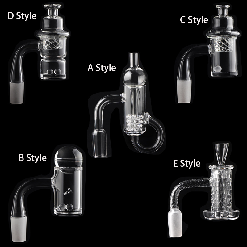 Beveled Edge Quartz Banger Nail With Spinning Carb Cap Terp Pearl Female Male 10mm 14mm 18mm 45 90 Degrees For Glass Water Bongs