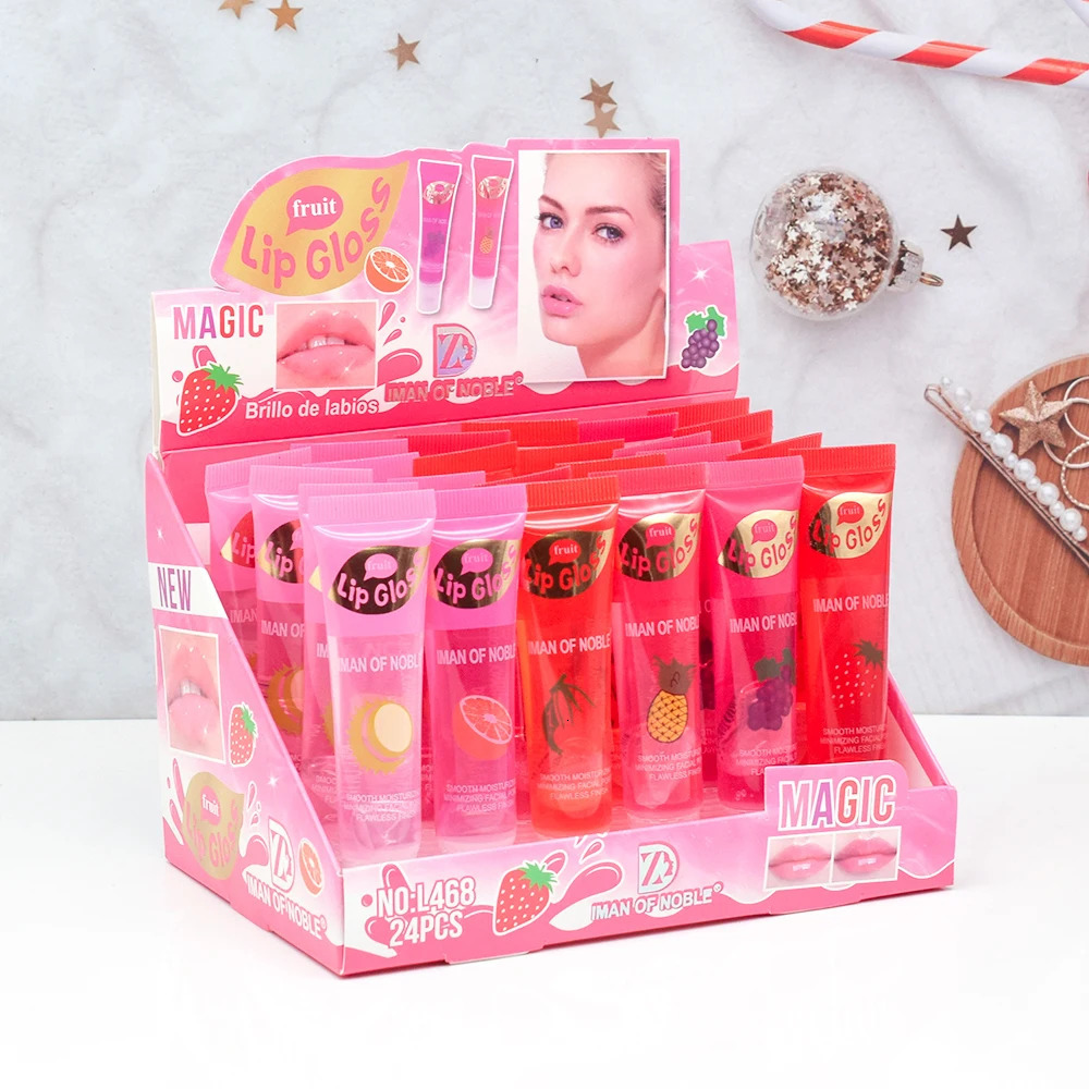 6pcsset Moisturizing Clear Lip Gloss Pineapple strawberry grapes Translucent Plumping Oils Gift Set 250809