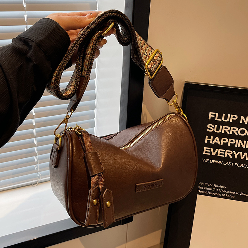 2025 Autumn Fashion Bag Autumn/Winter Retro New Wide Shoulder Strap Crossbody Bag Women's Small Bag Women's Crossbody Bag Women's Cross