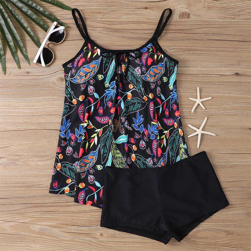 Print High Waist Swimsuit Women Two Piece Tankini Set Swimwear Female Beachwear Bathers Bathing Swimming Swim Suit 2024