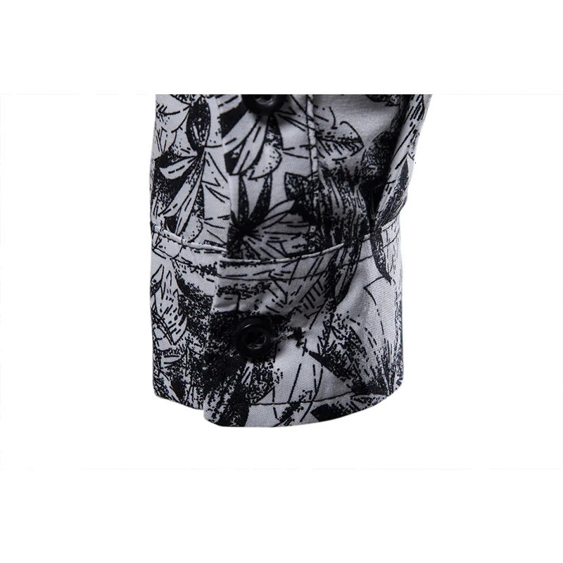 Mens Printed Lapel Long Sleeve Shirt Casual Blouse Fashionable Polyester Wear 250808