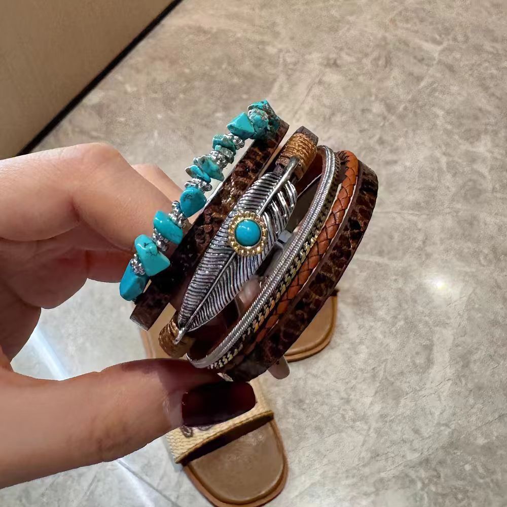 New Chinese Multi-layer Feather Ethnic Personality Bracelet Melad Ancient Style High-end Sense Jewelry