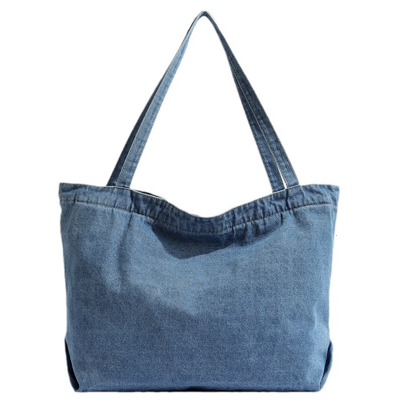 2025 Autumn New Large Capacity Solid Color Washed Cowboy Bag Student Commuter Shoulder Bag Women's Art Leisure Handbag Women's Crossbody Bag