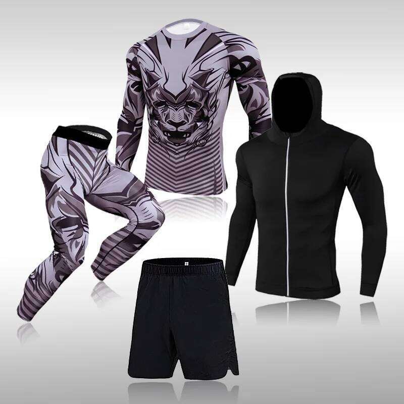 Men's Training Sportswear Set Gym Fiess Compression Sport Suit Jogging Tight Sports Wear Clothes