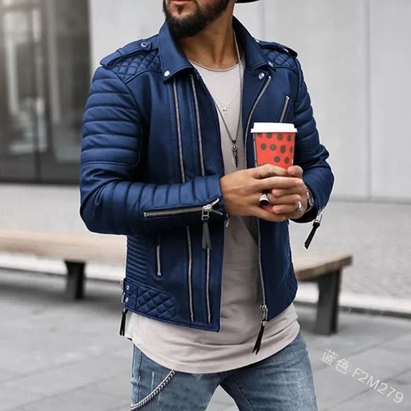 Autumn Winter Mens Leather Jackets Thickened Lapel Cottonpadded Zipper Coat Streetwear Fashion Male Tops 250815