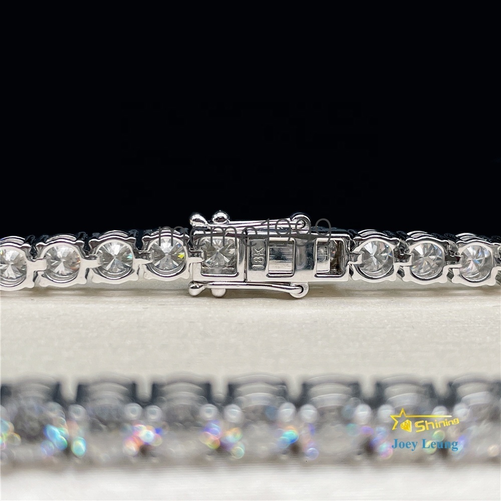 Pass Diamond Tester 4MM VVS Moissanite Lab Diamond Hip Hop Jewelry Bling Iced Out None Tarnish 18K Solid Gold Tennis Bracelets
