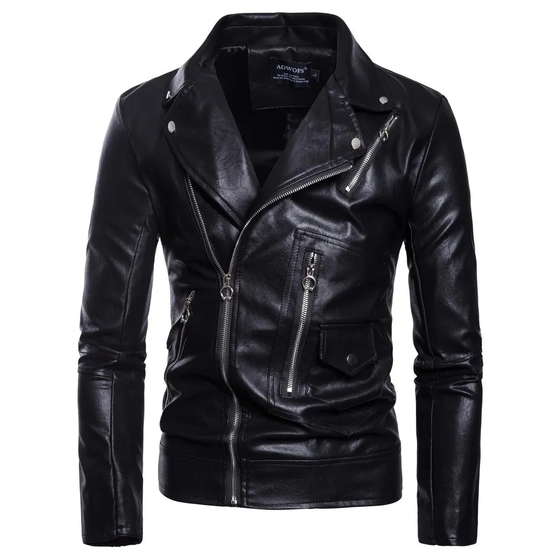 Mens Lapel Leather Jacket Retro Tight Motorcycle PU Casual Fashion European Size Short 250815