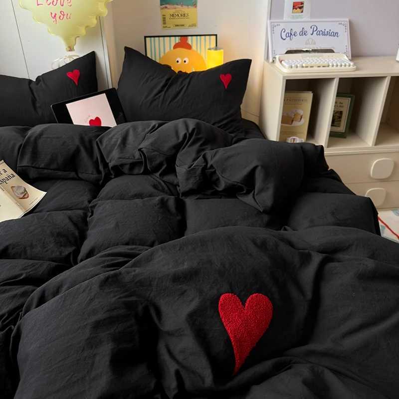 Washed Cotton Bedding Set with case bed sheet Single Full Size Bed Linen Duvet Cover Set Queen/King Double Comforter Cover Y250819