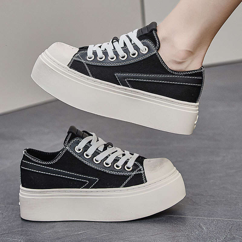 2025 Summer Canvas Cross Flower Board Women's Casual White Distressed Thick Sole Cookie Shoes