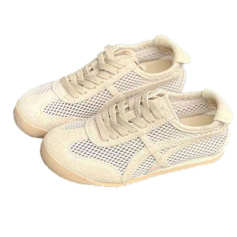 Mesh Breathable Genuine Leather Training for Women 2025 Summer New Style Slimming Agan Shoes Soft Sole Sports Casual Sneakers