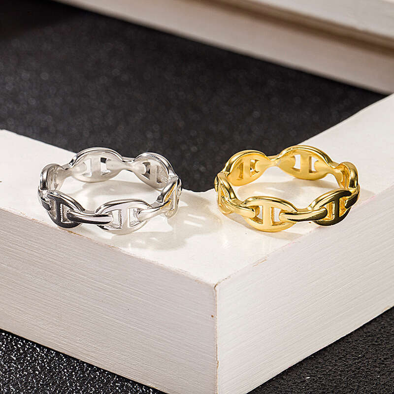 Korean Mori Chain s Pure Silver Pig Nose Minimalist Style Ring Internet Celebrity Ins Versatile Design