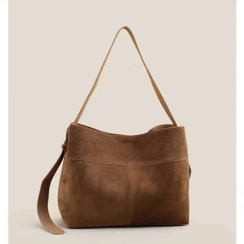 Winter Matte Suede Cow Leather Women Tote Coffee Retro High-end Warm Color Female Shoulder Bag Huge Commute Travel Handbag
