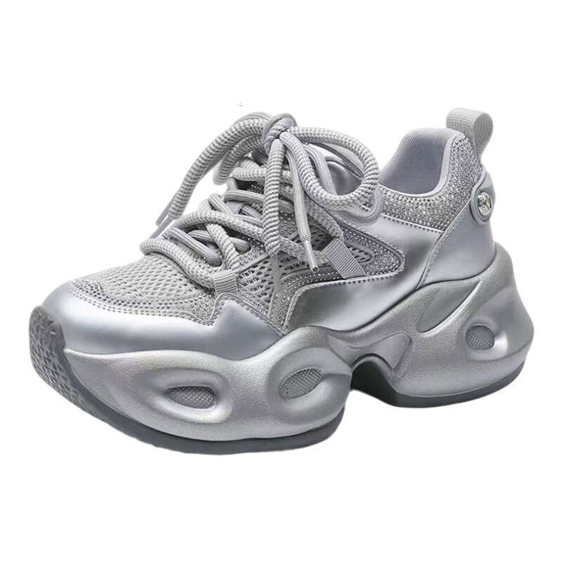 Spring New Women's Sneakers 2025 Fashion Thick Sole Rhinestone European Style Casual Versatile Dad Shoes